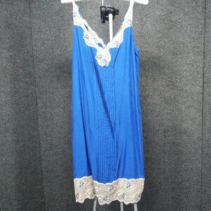 1960's Vintage Cobalt Blue Silk Ecru Lace dress
